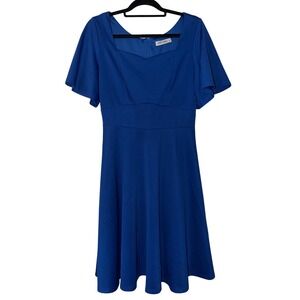 Grace Karin Royal Blue Skater Dress Sweetheart Flutter Sleeve A-Line Medium